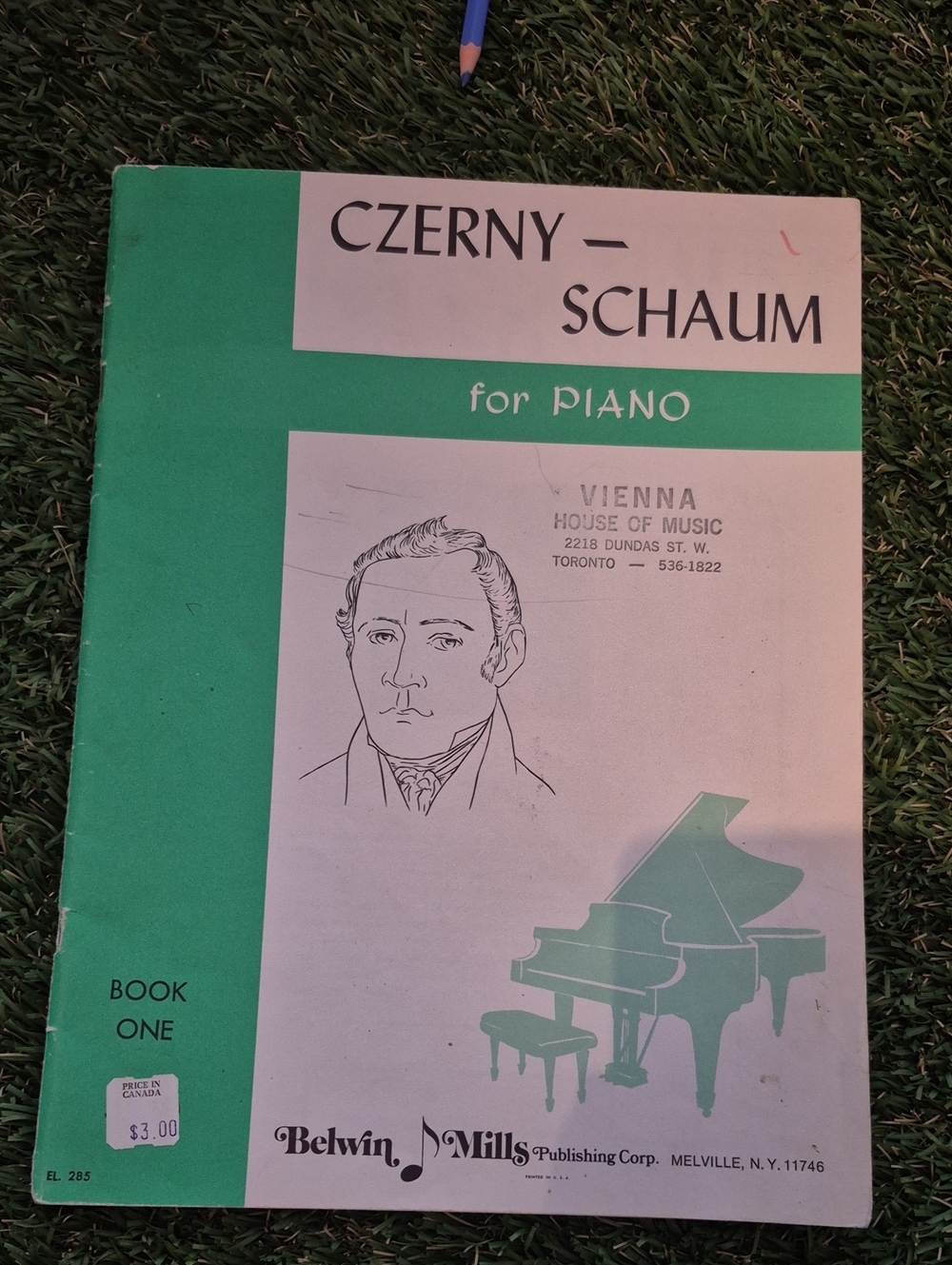 Green & White Piano Method Book - Czerny/Schaum Book One Vintage Piano Book